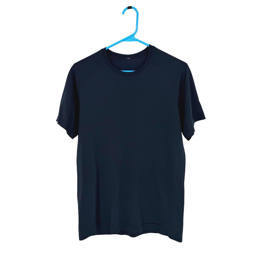 Lululemon Mesh Vent Tech Short Sleeve Crew Neck Gym Shirt Navy Blue Mens Small